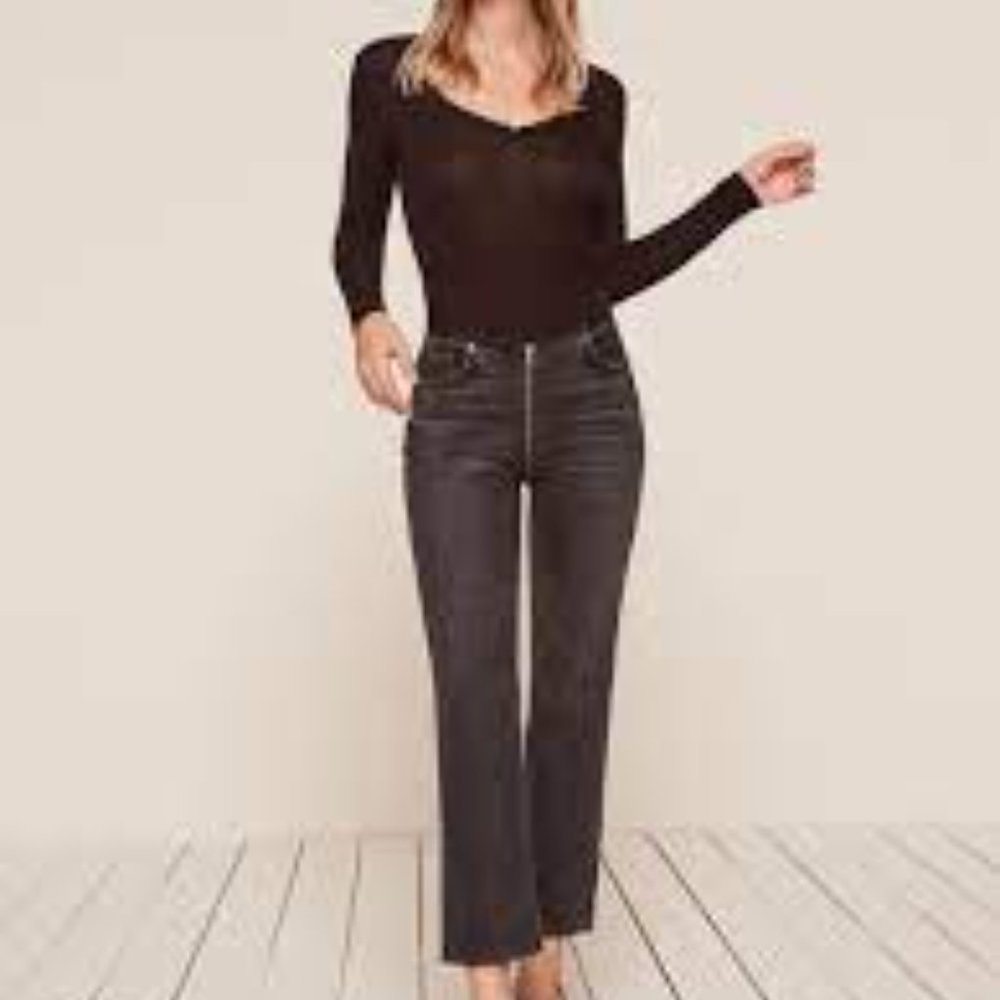 Reformation Black Zip Jeans